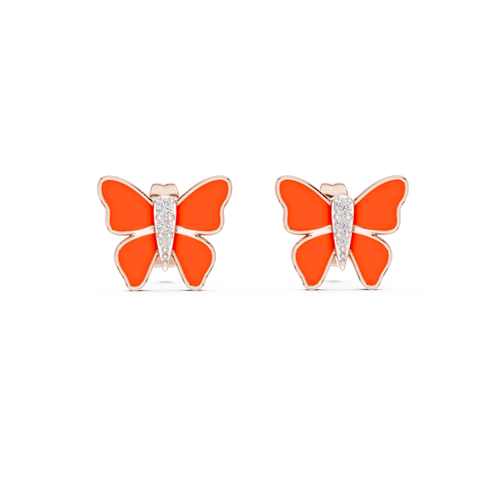  Rose Gold Radiant Scarlet Butterfly Earrings Front View