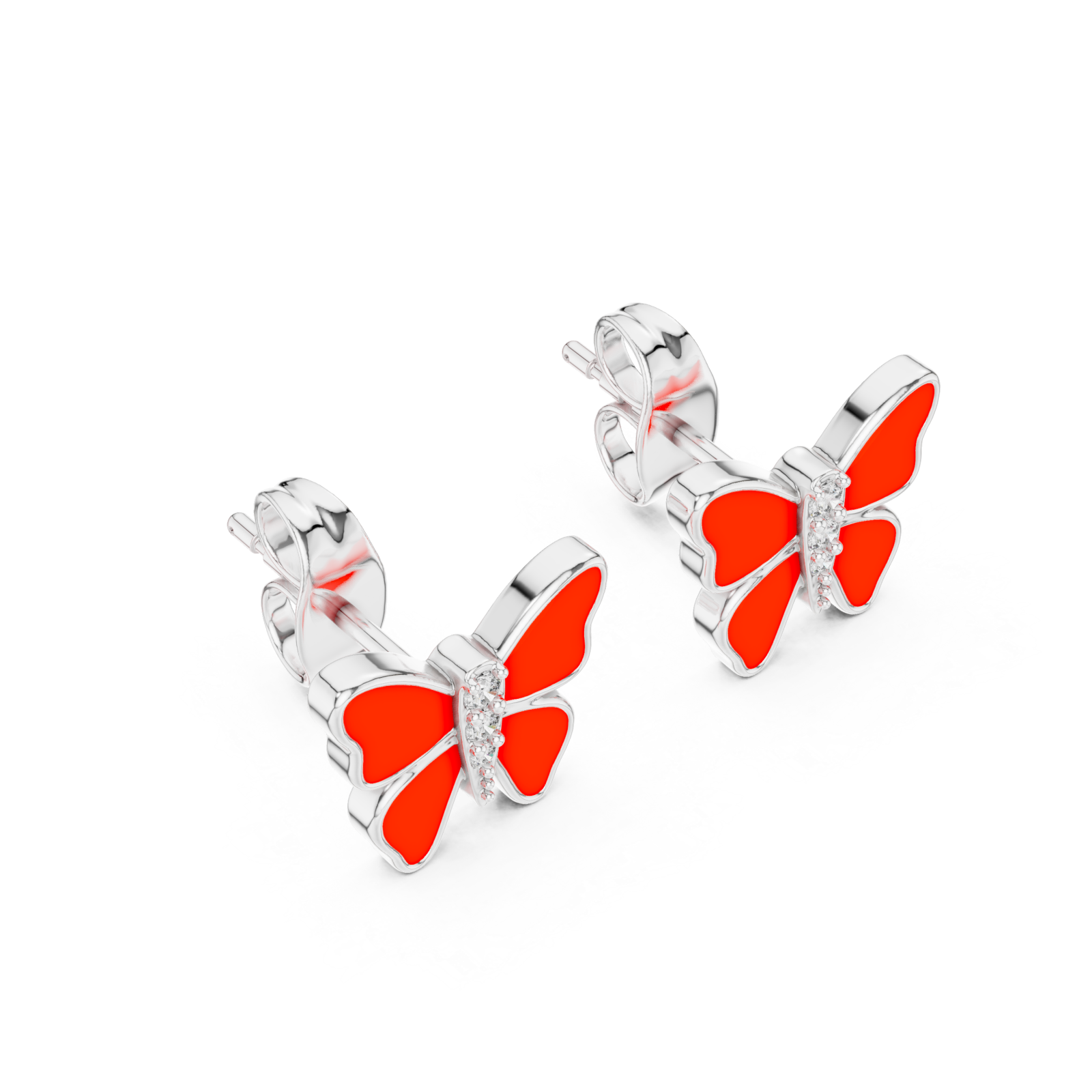  White Gold Radiant Scarlet Butterfly Earrings Right View