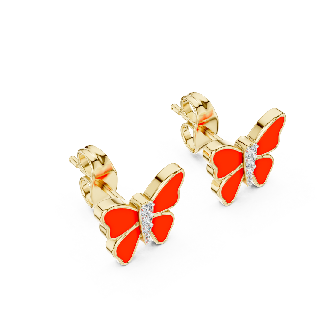 Gold Radiant Scarlet Butterfly Earrings Right View