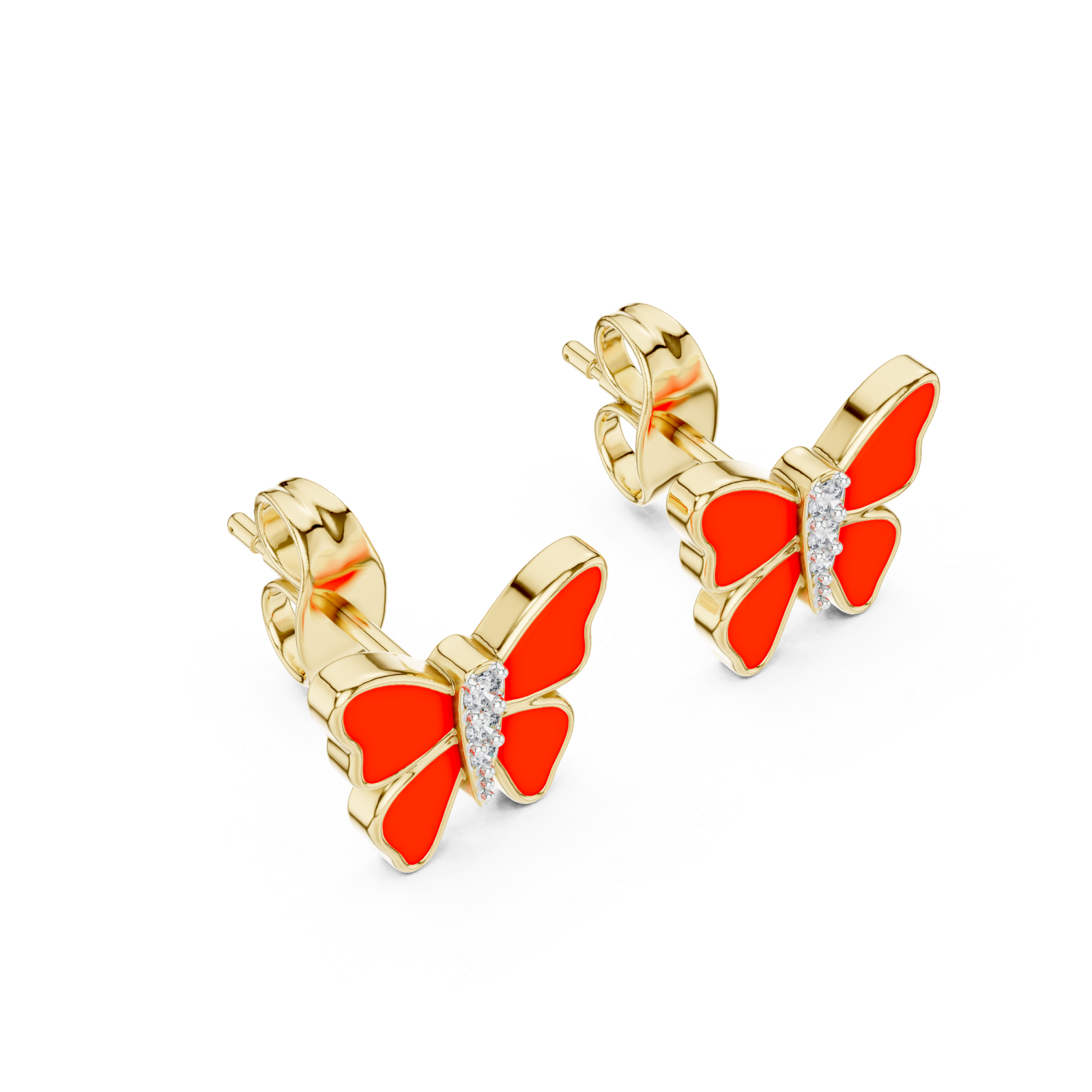 Gold Radiant Scarlet Butterfly Earrings Right View