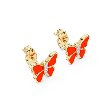 Gold Radiant Scarlet Butterfly Earrings Right View