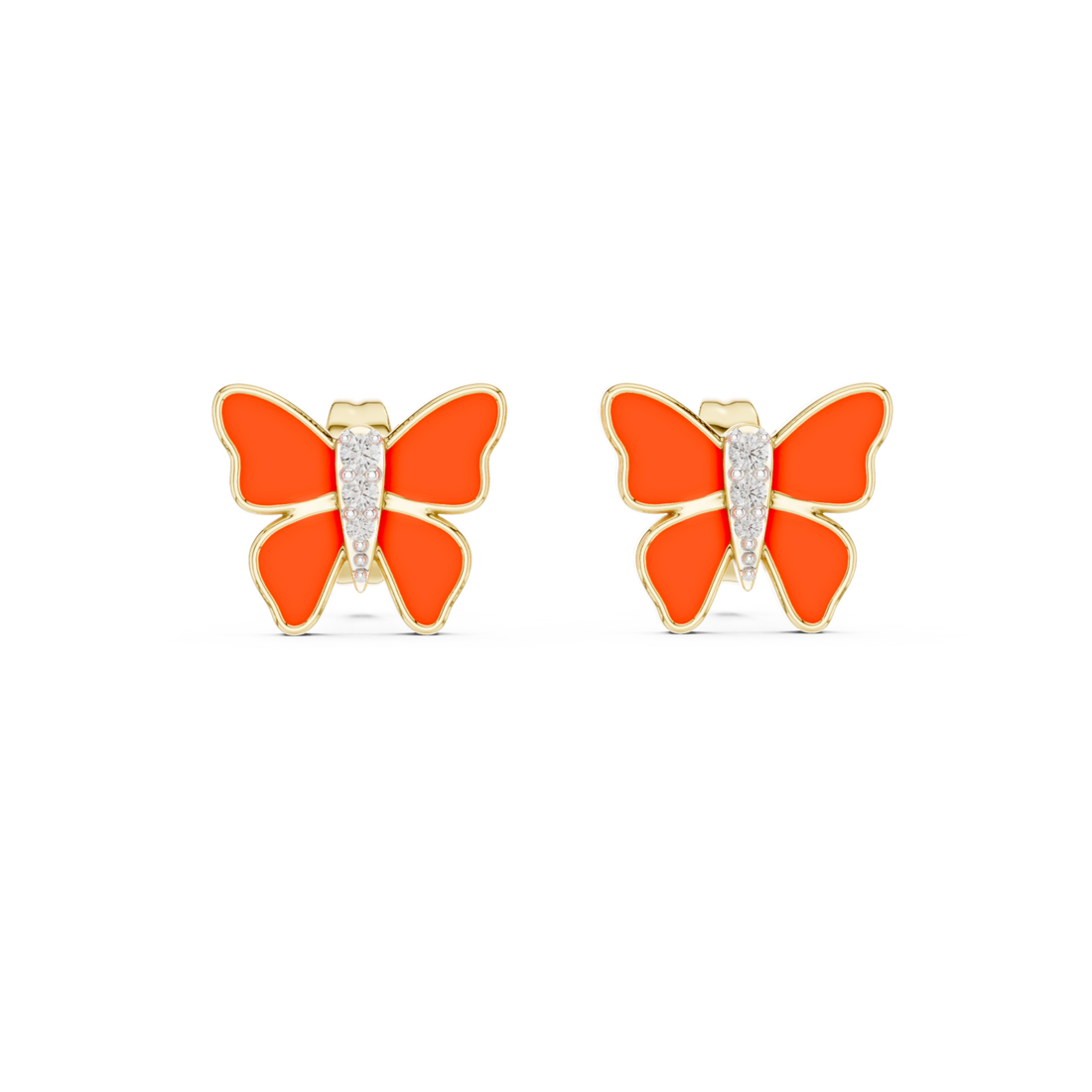 Gold Radiant Scarlet Butterfly Earrings Right View
