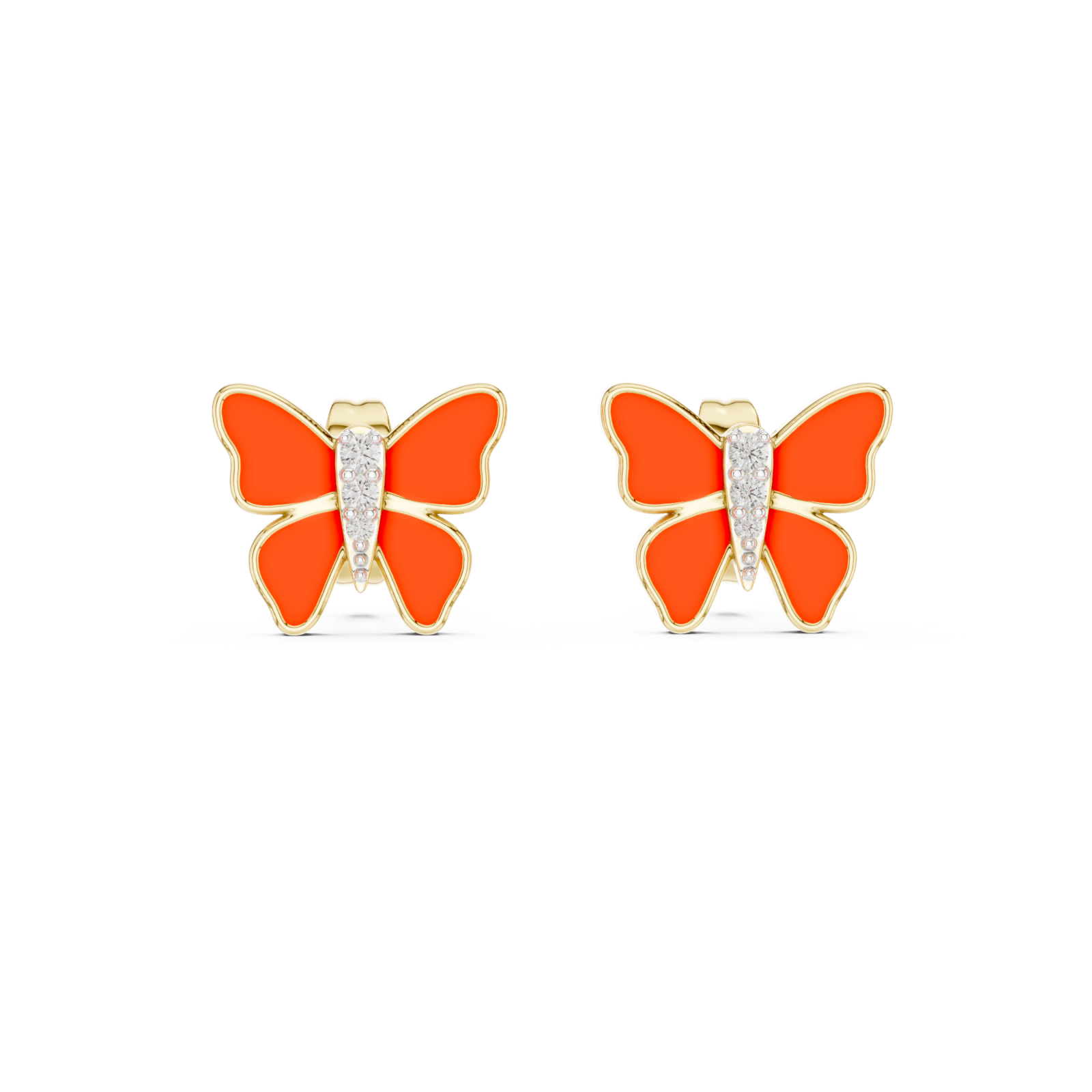 Gold Radiant Scarlet Butterfly Earrings Front View