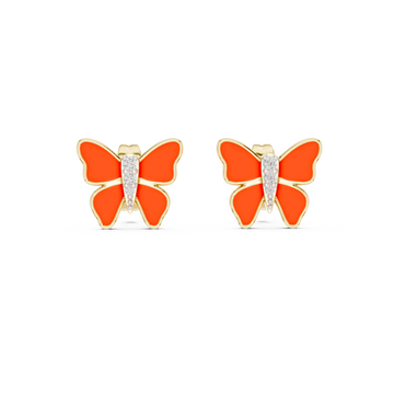  Gold Radiant Scarlet Butterfly Earrings Front View