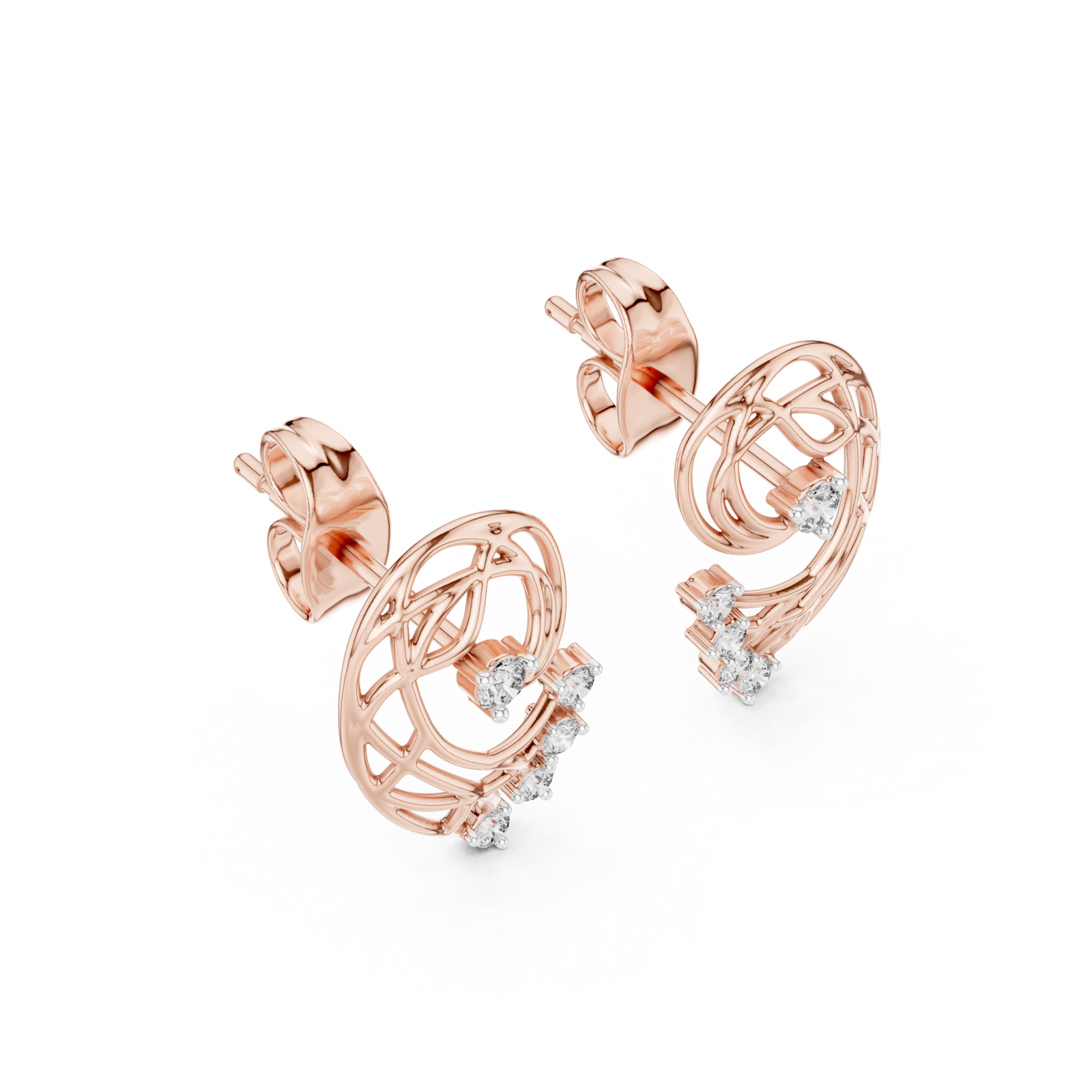  Rose Gold Eternal Lattice Whisper Earrings Right View