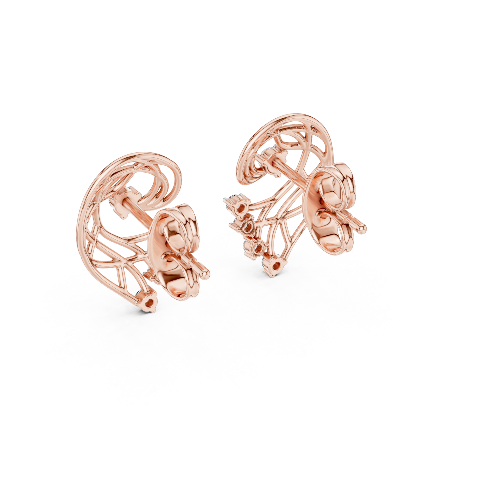  Rose Gold Eternal Lattice Whisper Earrings Side View