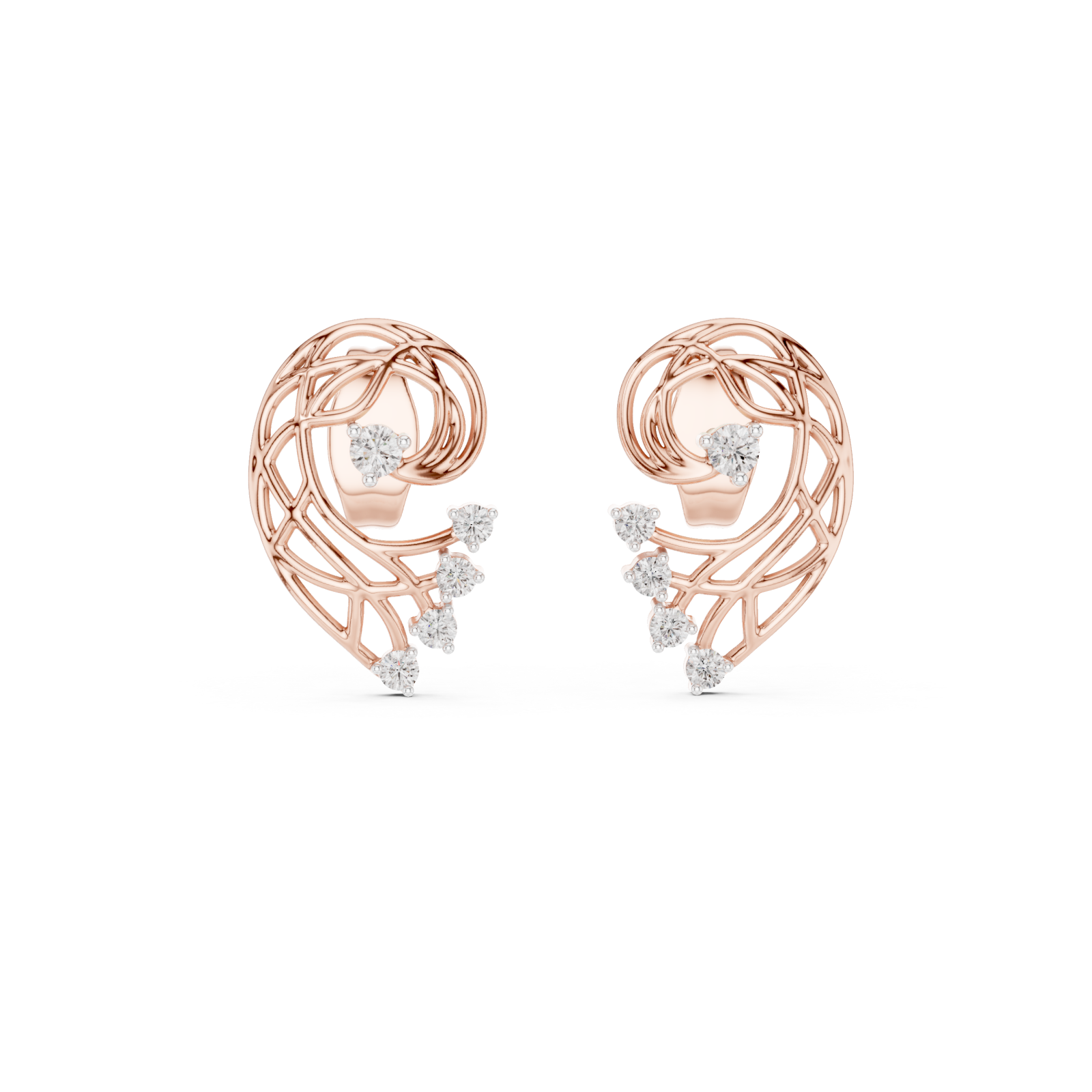  Rose Gold Eternal Lattice Whisper Earrings Front View