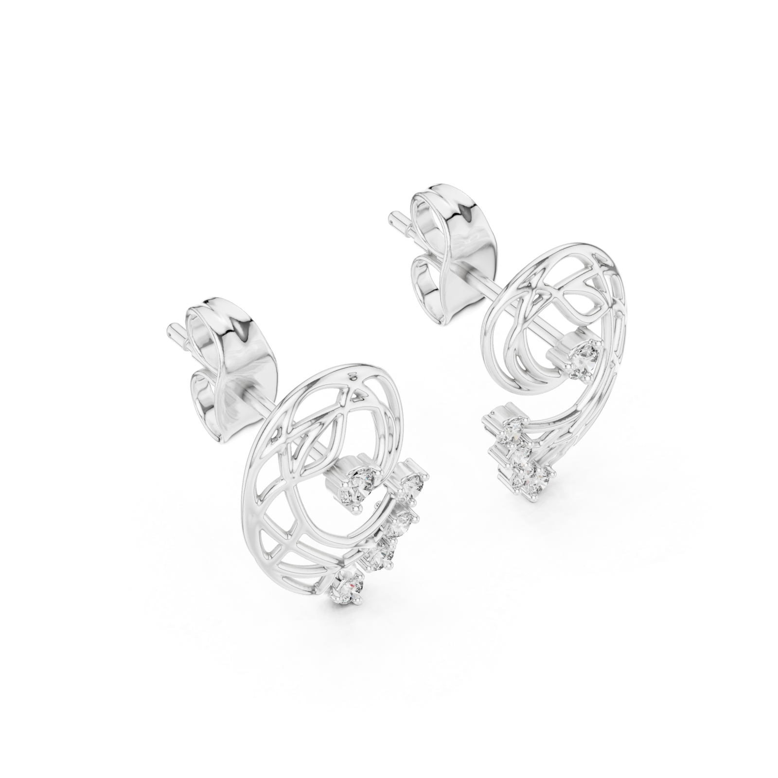  White Gold Eternal Lattice Whisper Earrings Right View