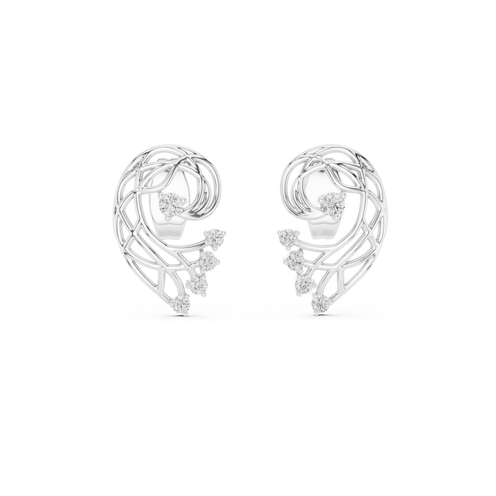  White Gold Eternal Lattice Whisper Earrings Front View