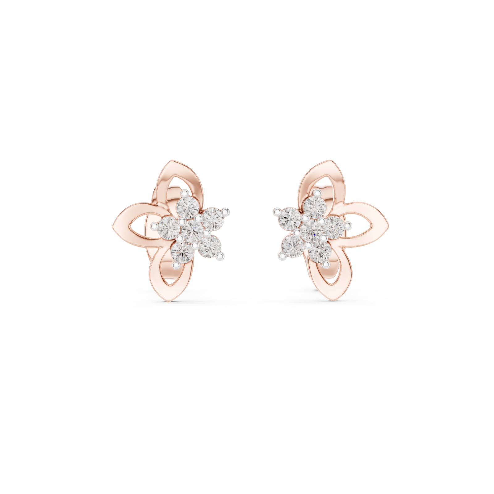  Rose Gold Timeless Lily Dream Stud Earrings Front View