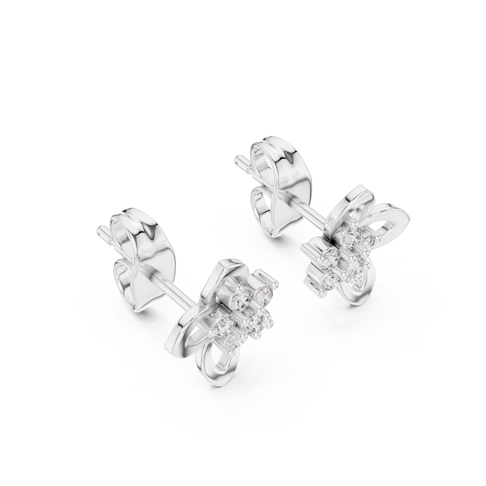  White Gold Timeless Lily Dream Stud Earrings Right View