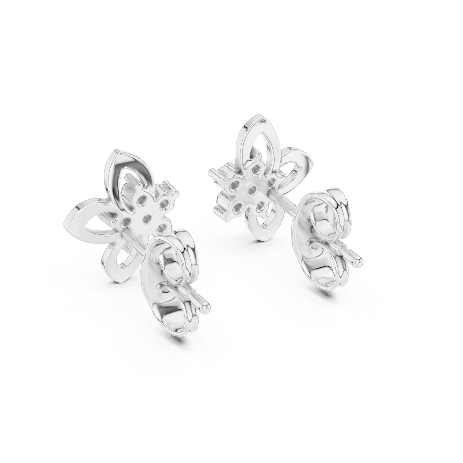  White Gold Timeless Lily Dream Stud Earrings Side View