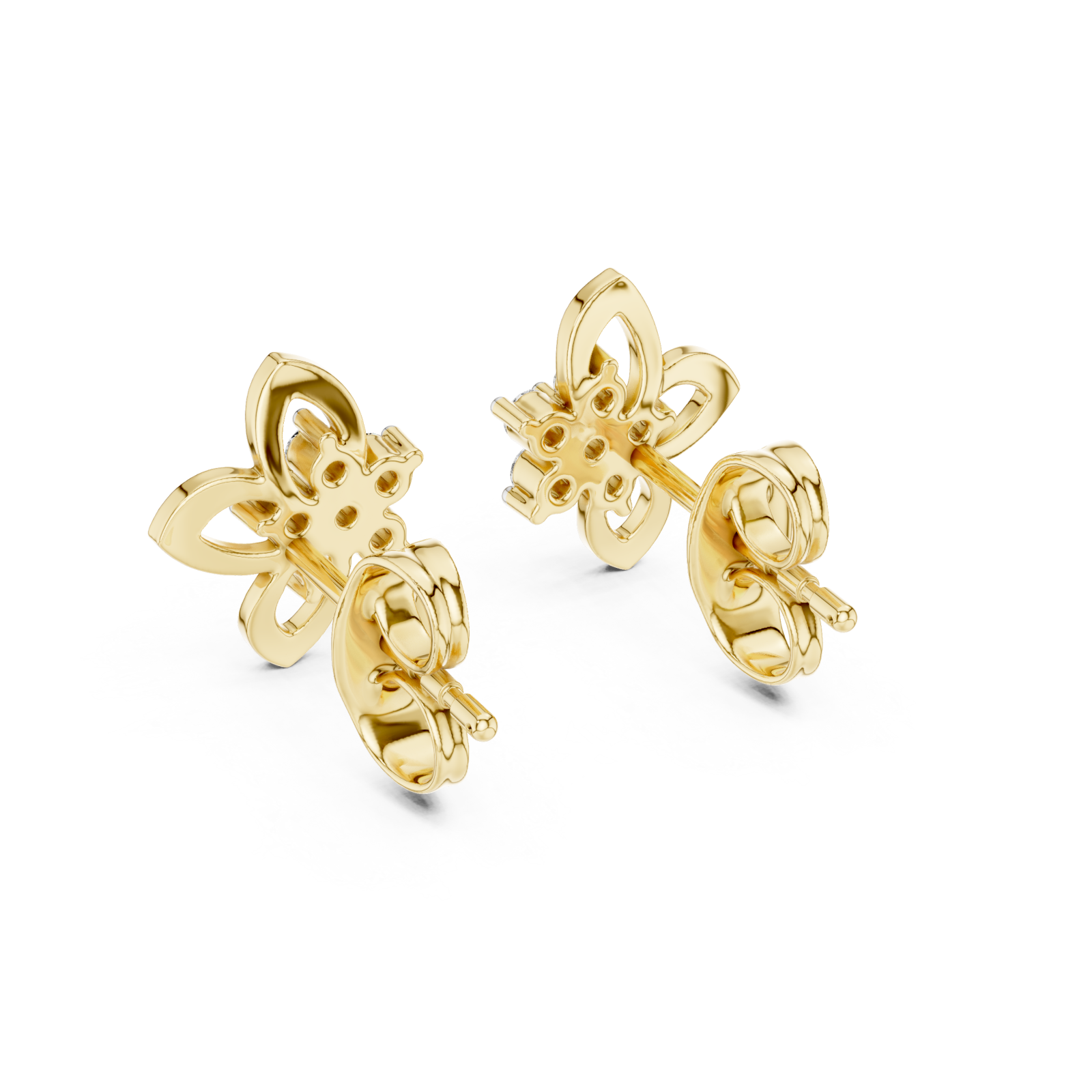  Gold Timeless Lily Dream Stud Earrings Side View