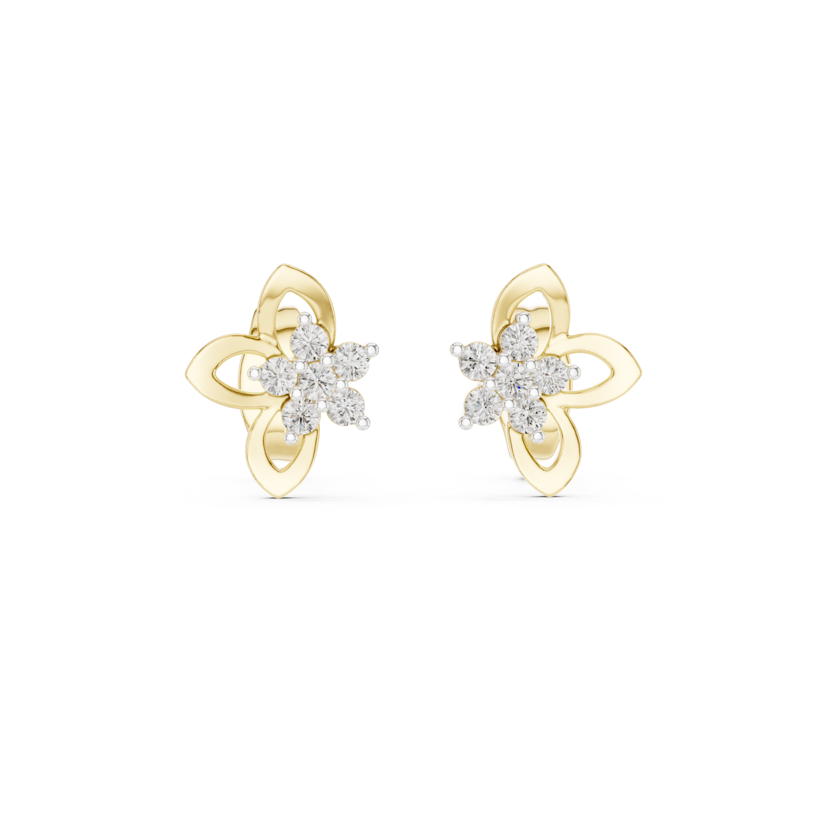  Gold Timeless Lily Dream Stud Earrings Front View