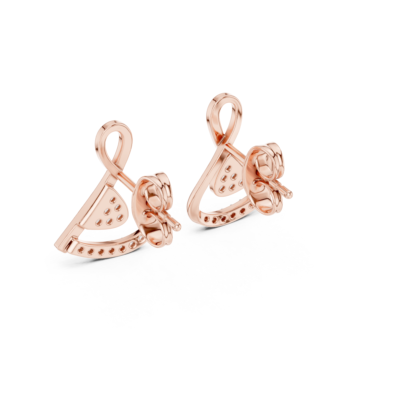  Rose Gold Radiant Line Accent Twist Jewellery Earrings Side View