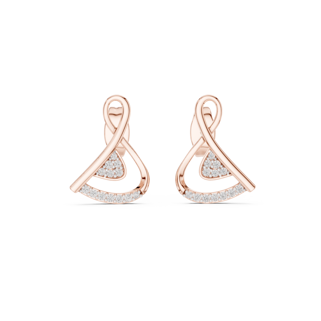  Rose Gold Radiant Line Accent Twist Jewellery Earrings Right View