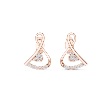  Rose Gold Radiant Line Accent Twist Jewellery Earrings Front View