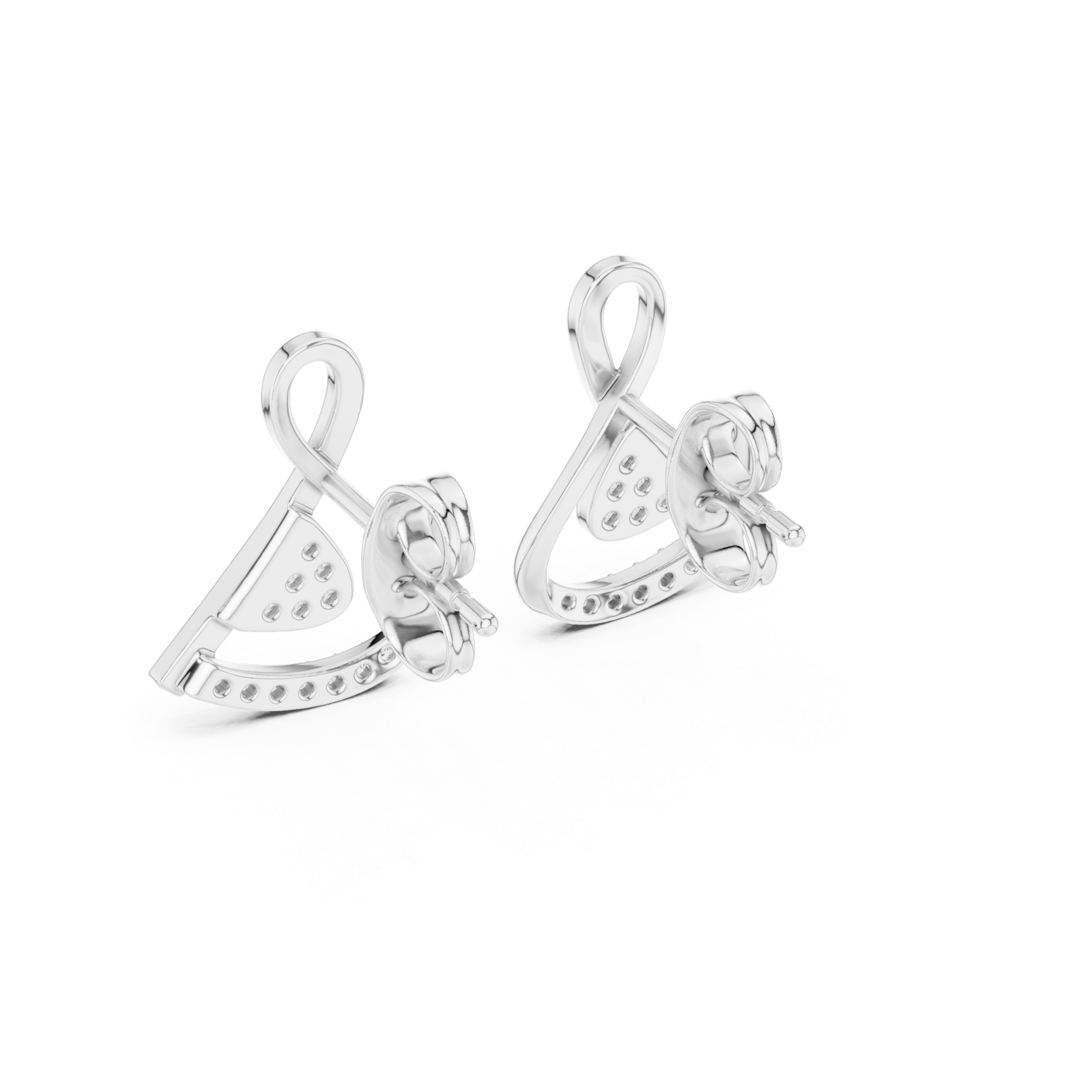 White Gold Radiant Line Accent Twist Jewellery Earrings Side View