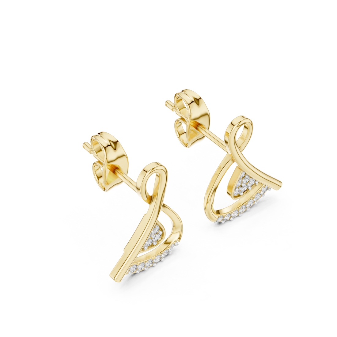 Gold Radiant Line Accent Twist Jewellery Earrings Right View