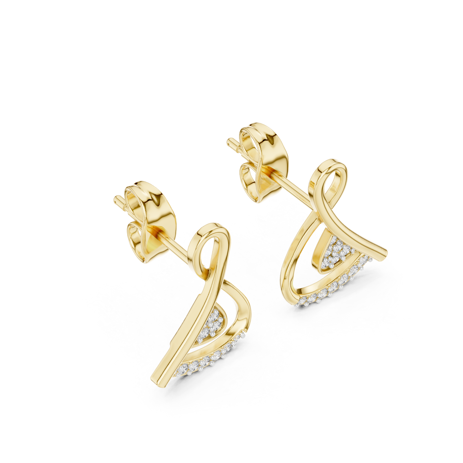 Gold Radiant Line Accent Twist Jewellery Earrings Right View