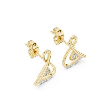 Gold Radiant Line Accent Twist Jewellery Earrings Right View