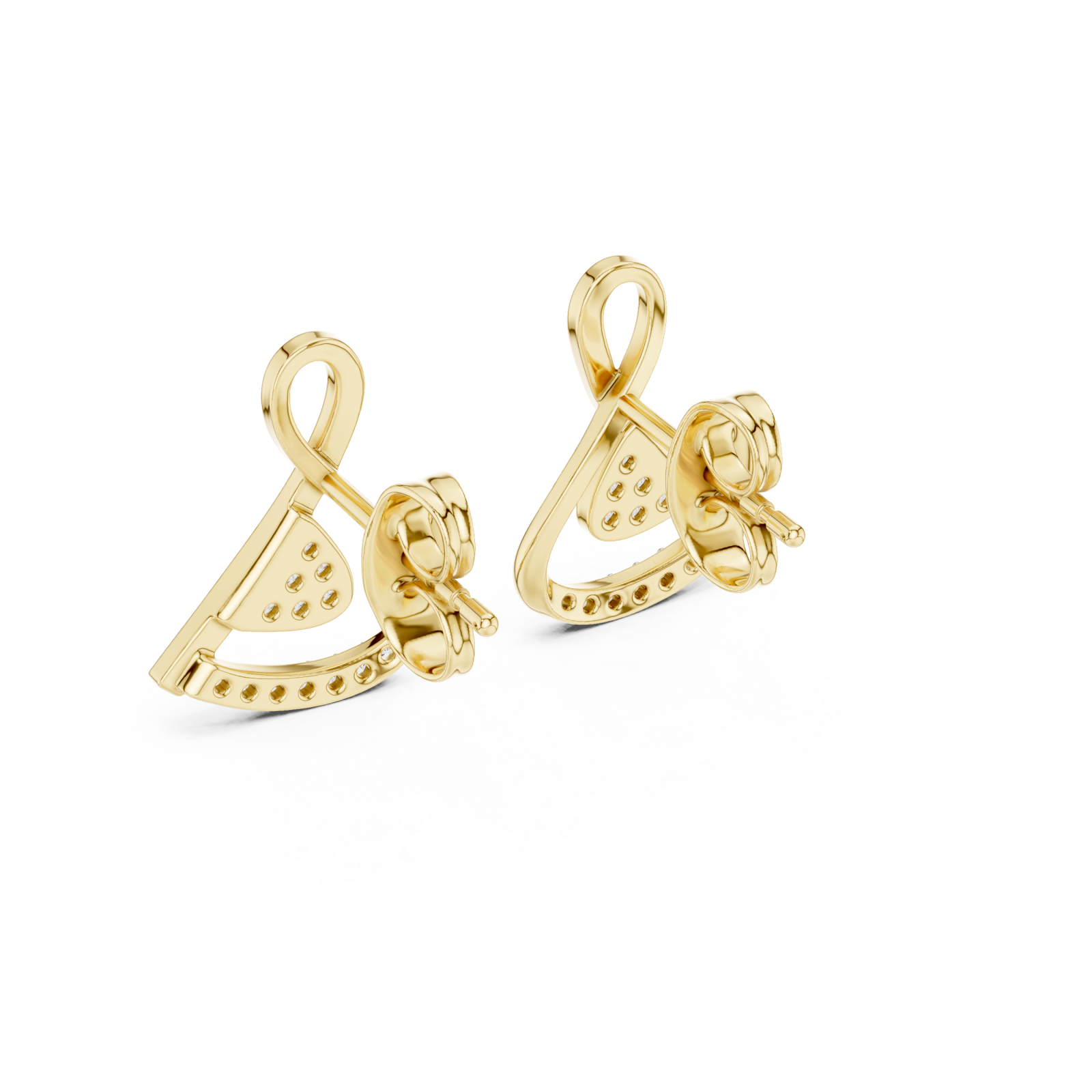  Gold Radiant Line Accent Twist Jewellery Earrings Side View
