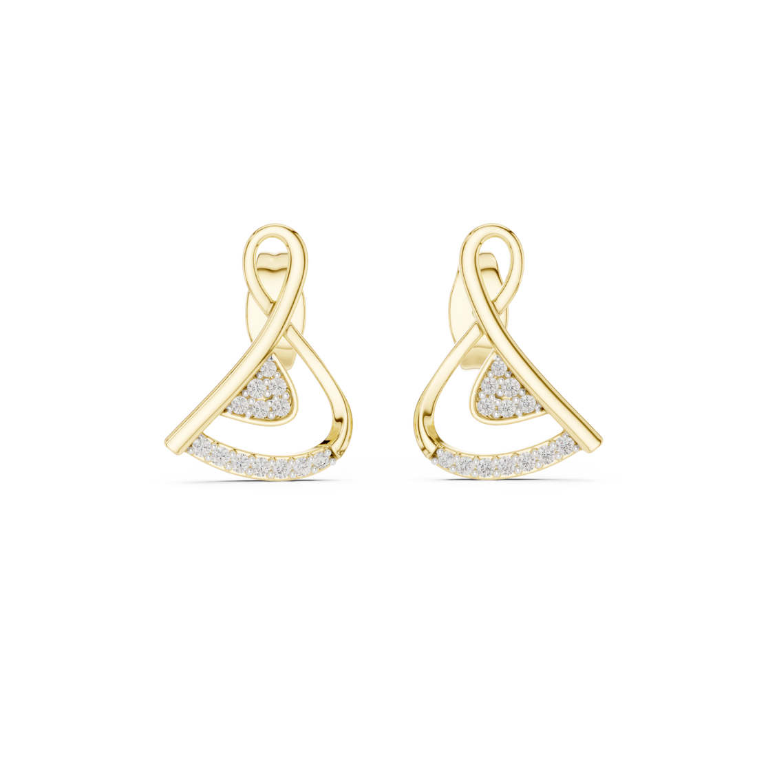 Gold Radiant Line Accent Twist Jewellery Earrings Right View