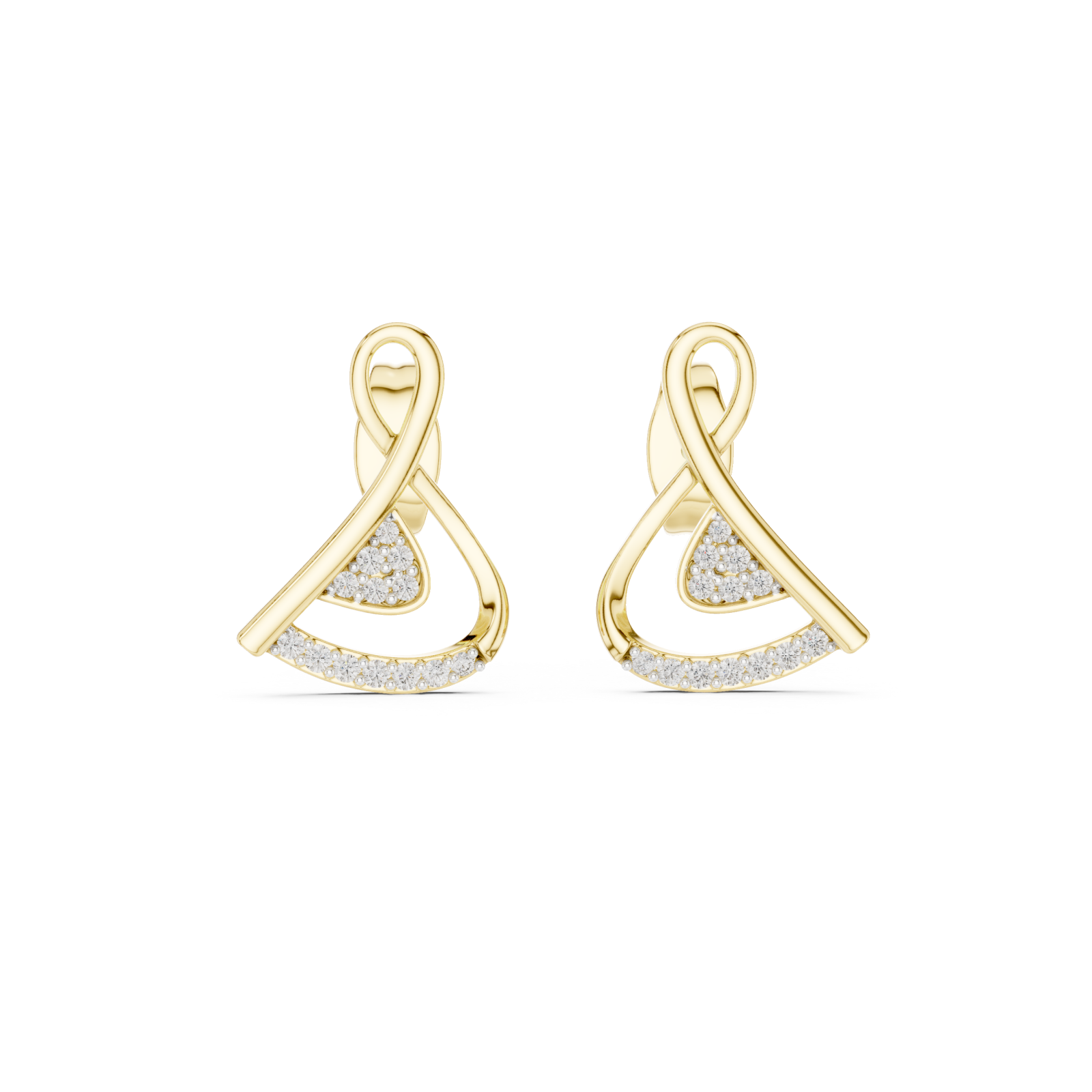  Gold Radiant Line Accent Twist Jewellery Earrings Front View
