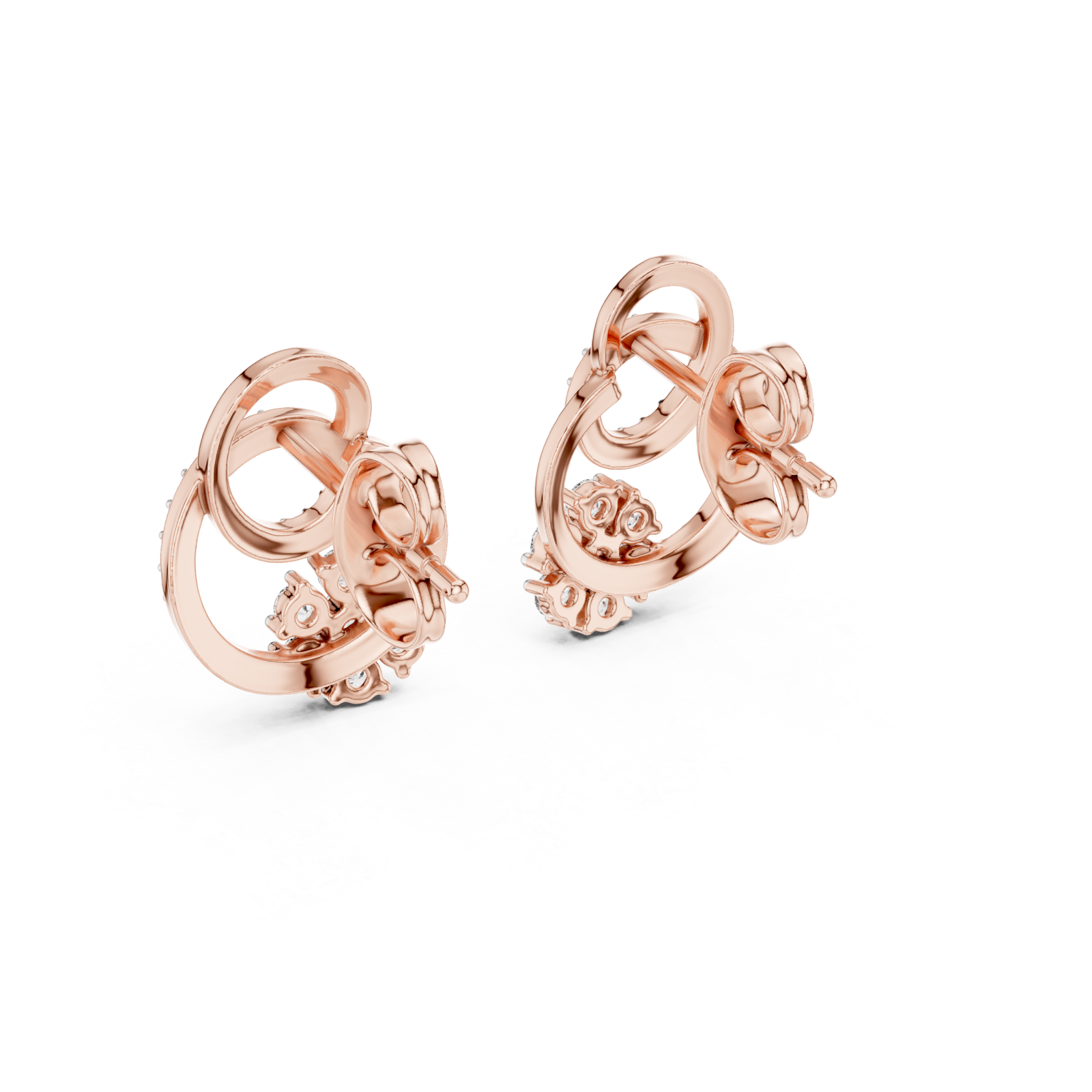  Rose Gold Celestial Embrace Double Circle Earrings Side View