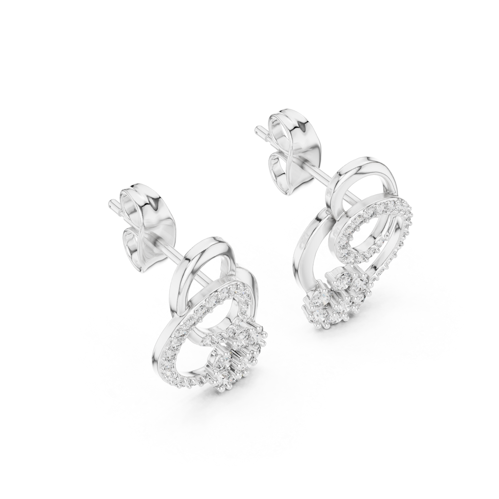  White Gold Celestial Embrace Double Circle Earrings Right View