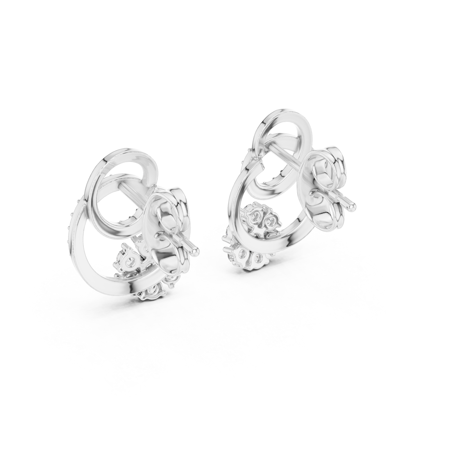 White Gold Celestial Embrace Double Circle Earrings Side View