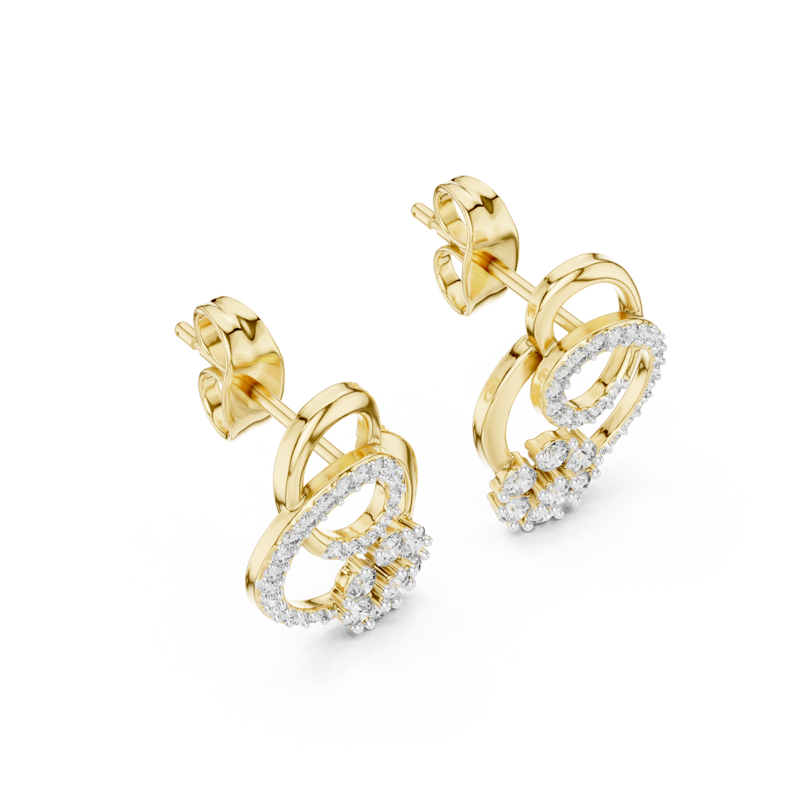 Gold Celestial Embrace Double Circle Earrings Right View