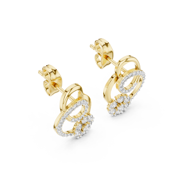 Gold Celestial Embrace Double Circle Earrings Right View