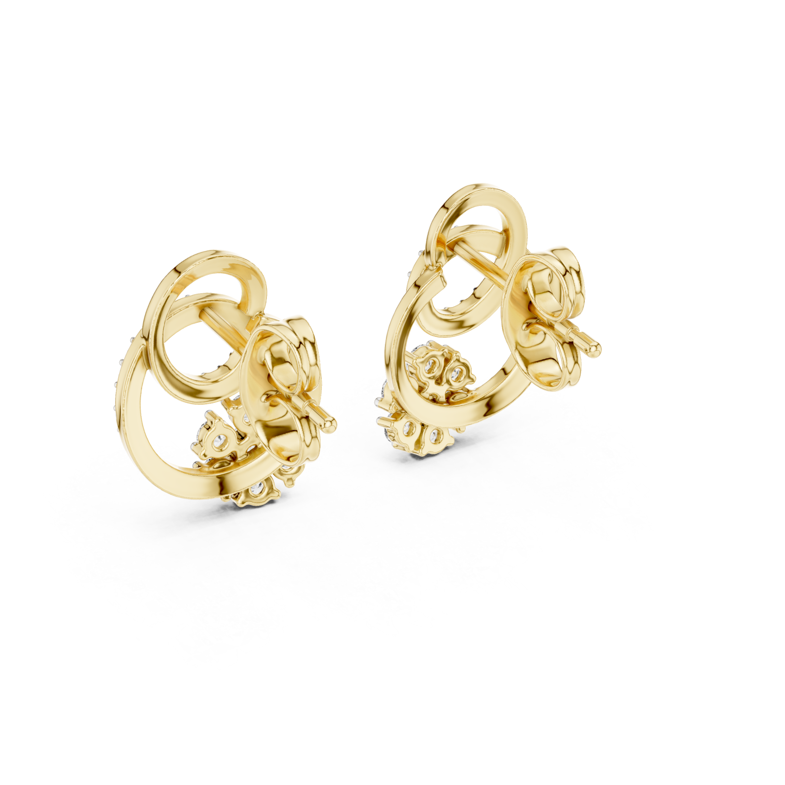  Gold Celestial Embrace Double Circle Earrings Side View