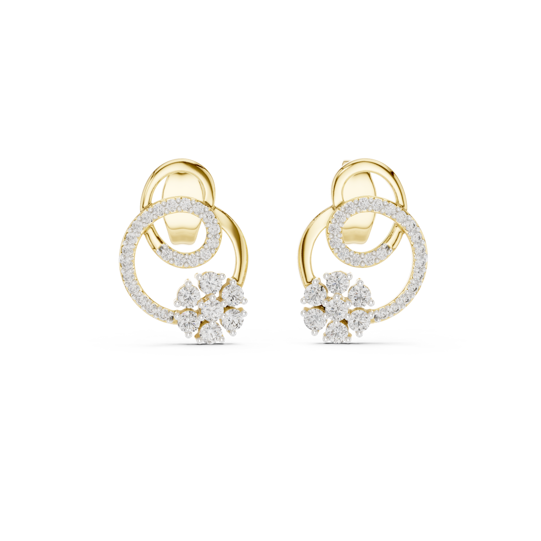 Gold Celestial Embrace Double Circle Earrings Right View