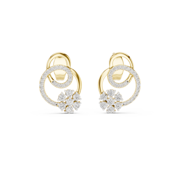  Gold Celestial Embrace Double Circle Earrings Front View