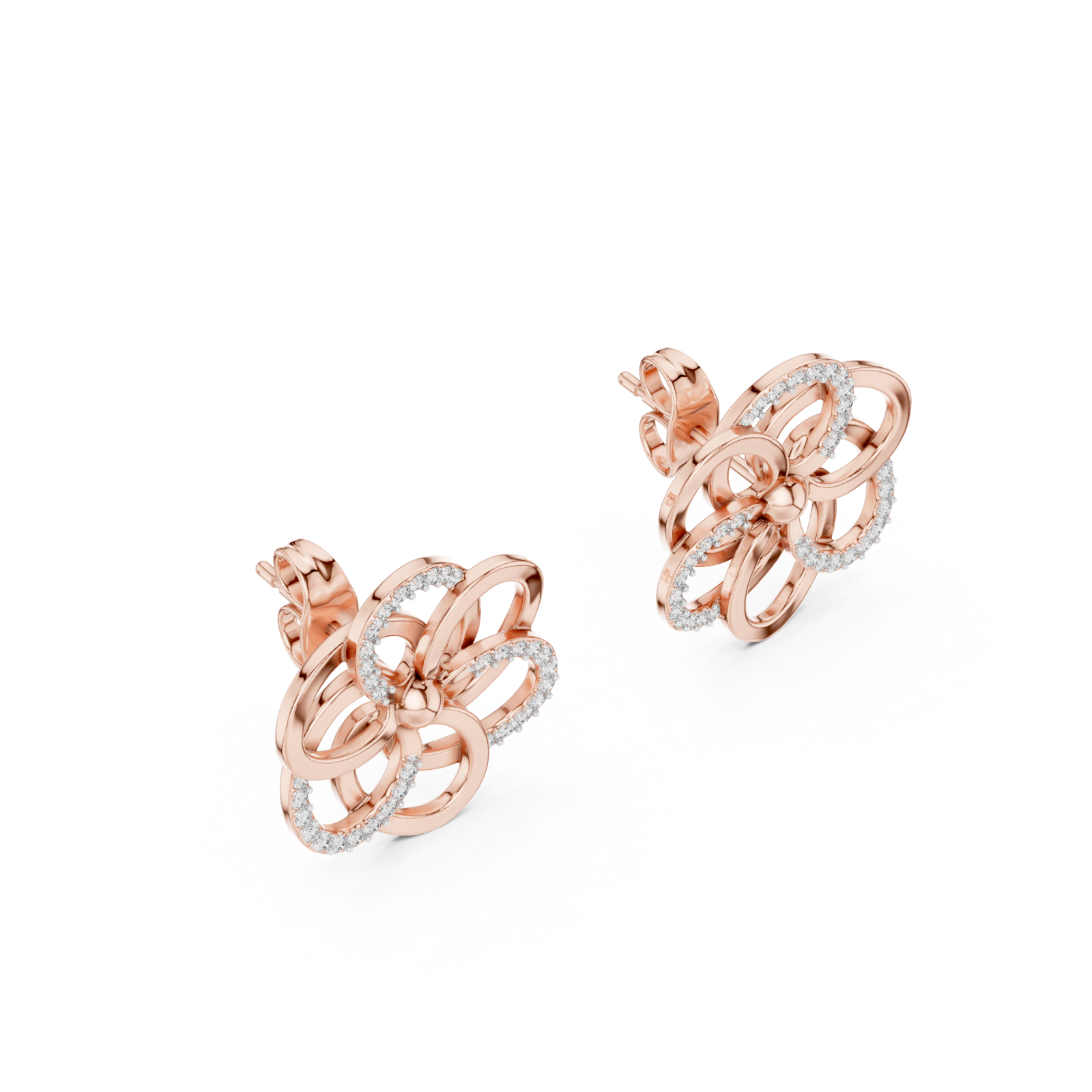  Rose Gold Lustrous Petal Harmony Earrings Right View