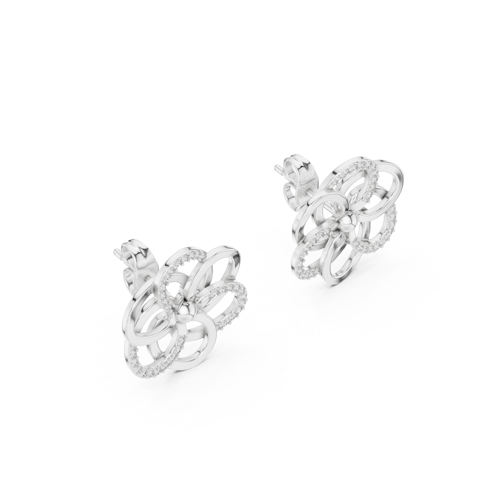  White Gold Lustrous Petal Harmony Earrings Right View