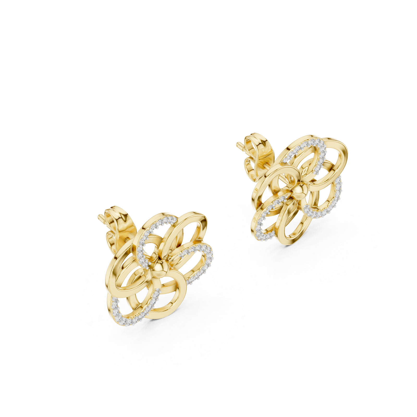 Gold Lustrous Petal Harmony Earrings Right View