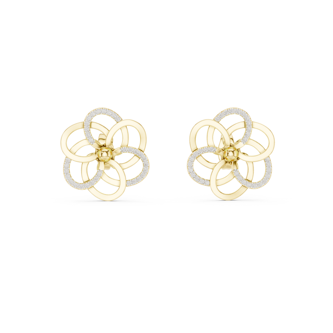 Gold Lustrous Petal Harmony Earrings Right View