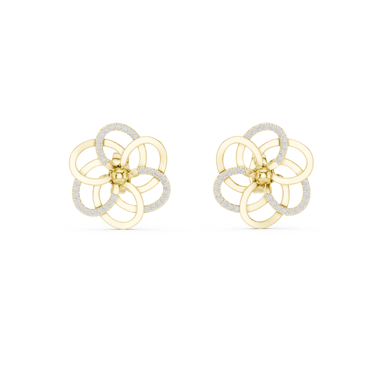  Gold Lustrous Petal Harmony Earrings Front View
