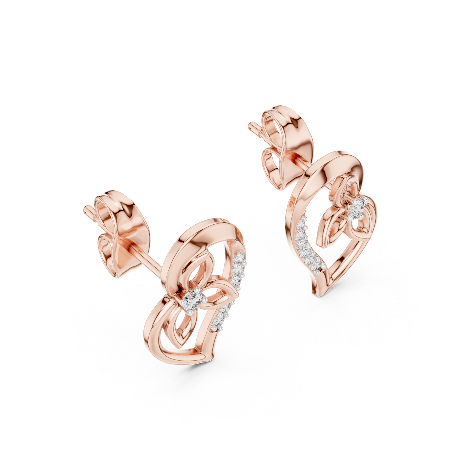 Rose Gold Graceful Harmony Heart Curve Earrings Right View
