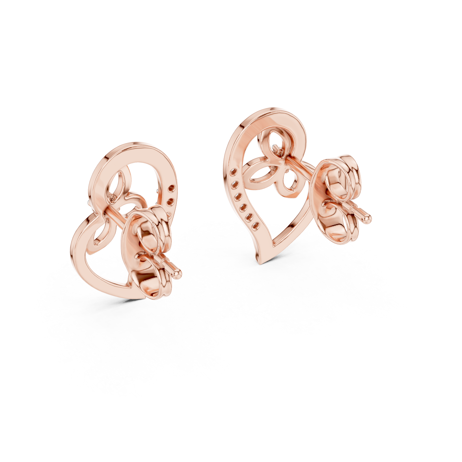 Rose Gold Graceful Harmony Heart Curve Earrings Side View