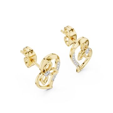 Gold Graceful Harmony Heart Curve Earrings Right View
