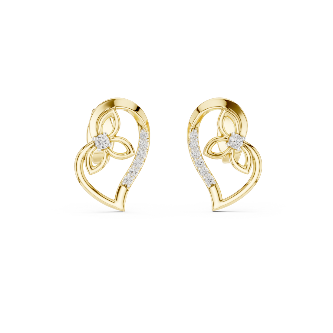 Gold Graceful Harmony Heart Curve Earrings Right View