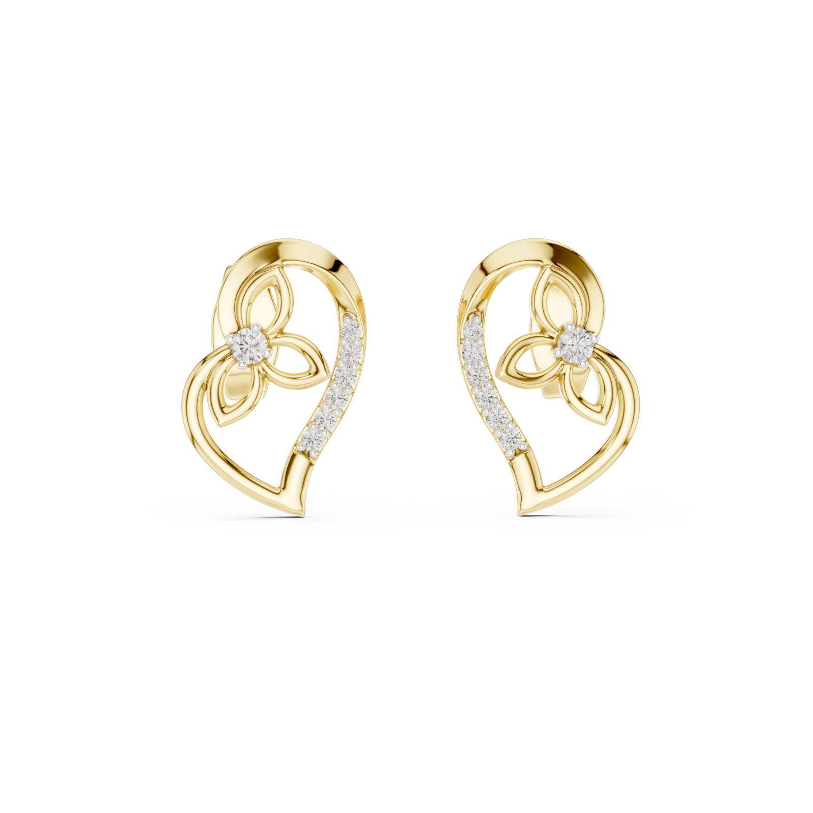  Gold Graceful Harmony Heart Curve Earrings Front View