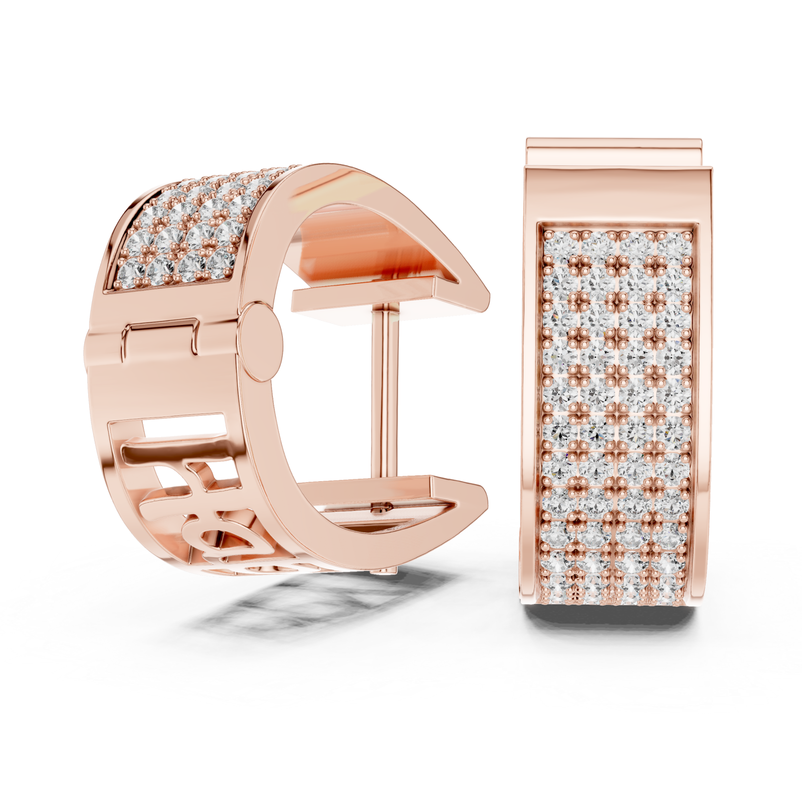  Rose Gold Cascading Shimmer Bar Statement Earrings Left View