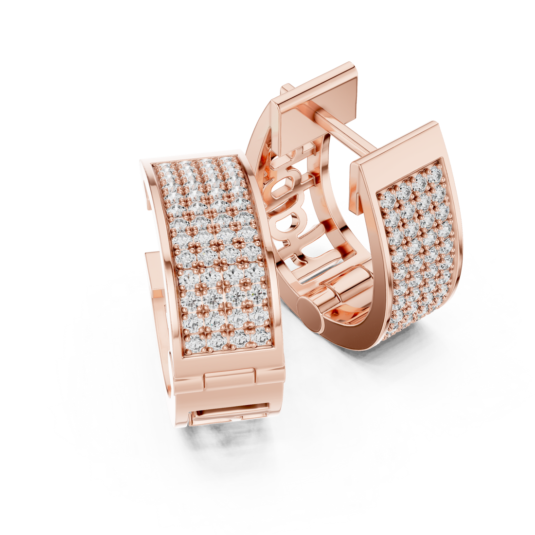  Rose Gold Cascading Shimmer Bar Statement Earrings Right View
