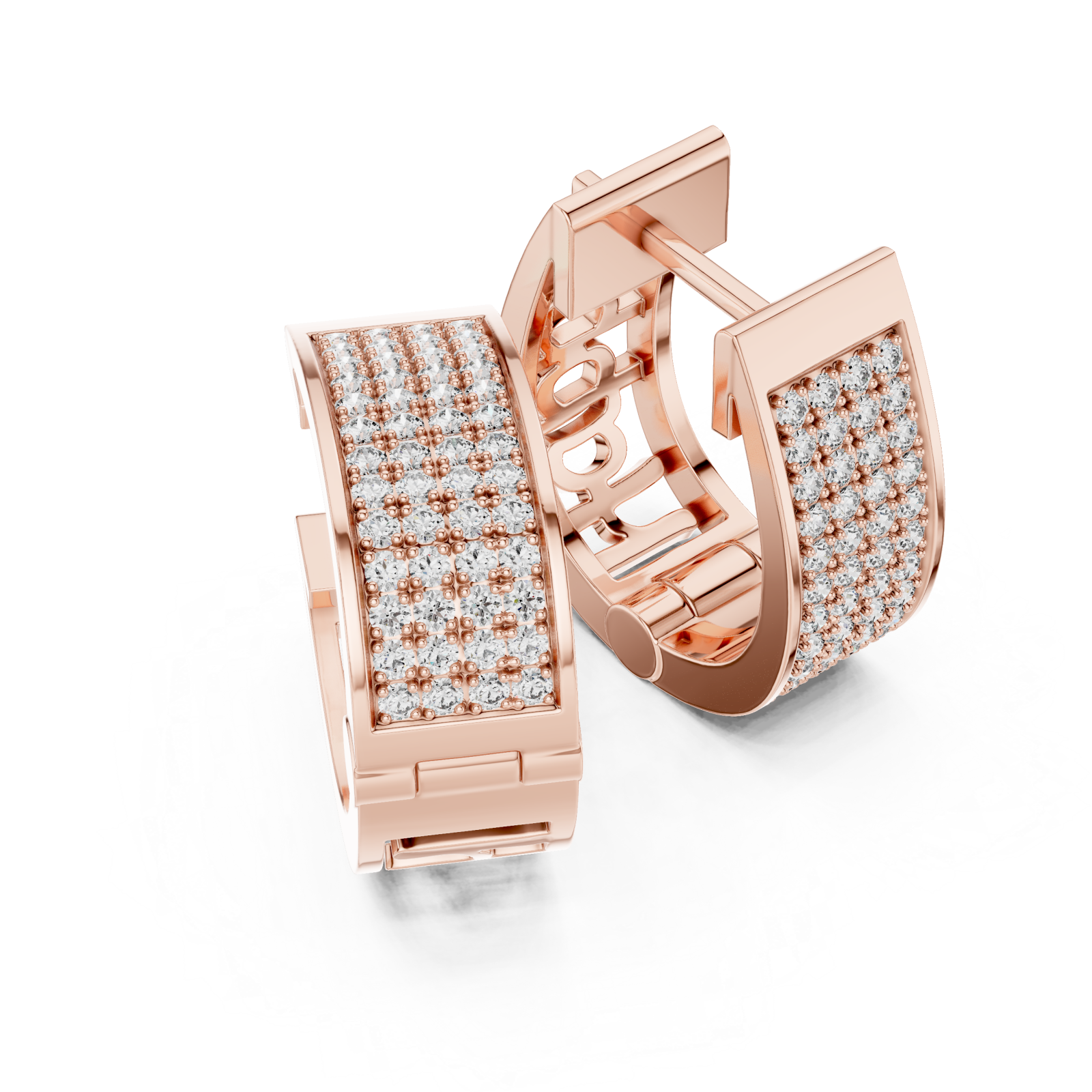  Rose Gold Cascading Shimmer Bar Statement Earrings Right View