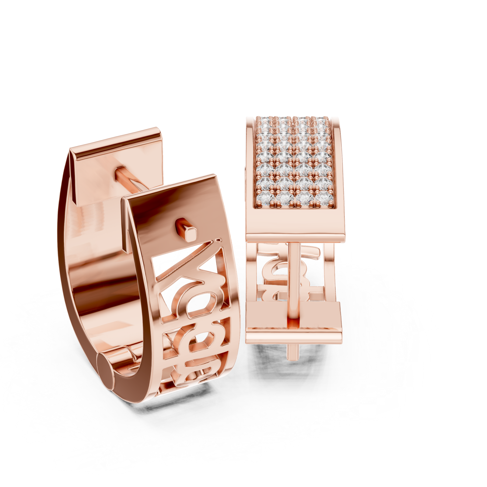  Rose Gold Cascading Shimmer Bar Statement Earrings Side View